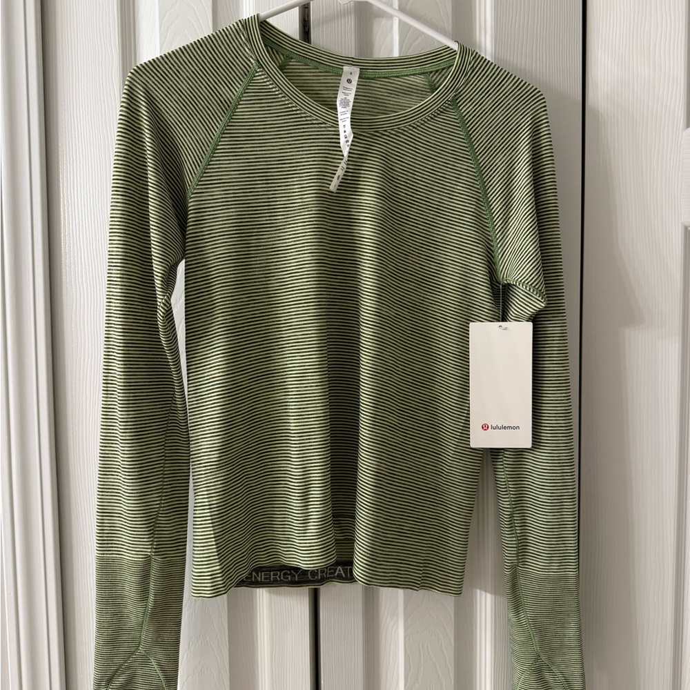 Lululemon Athletica Lime and Black Striped Top